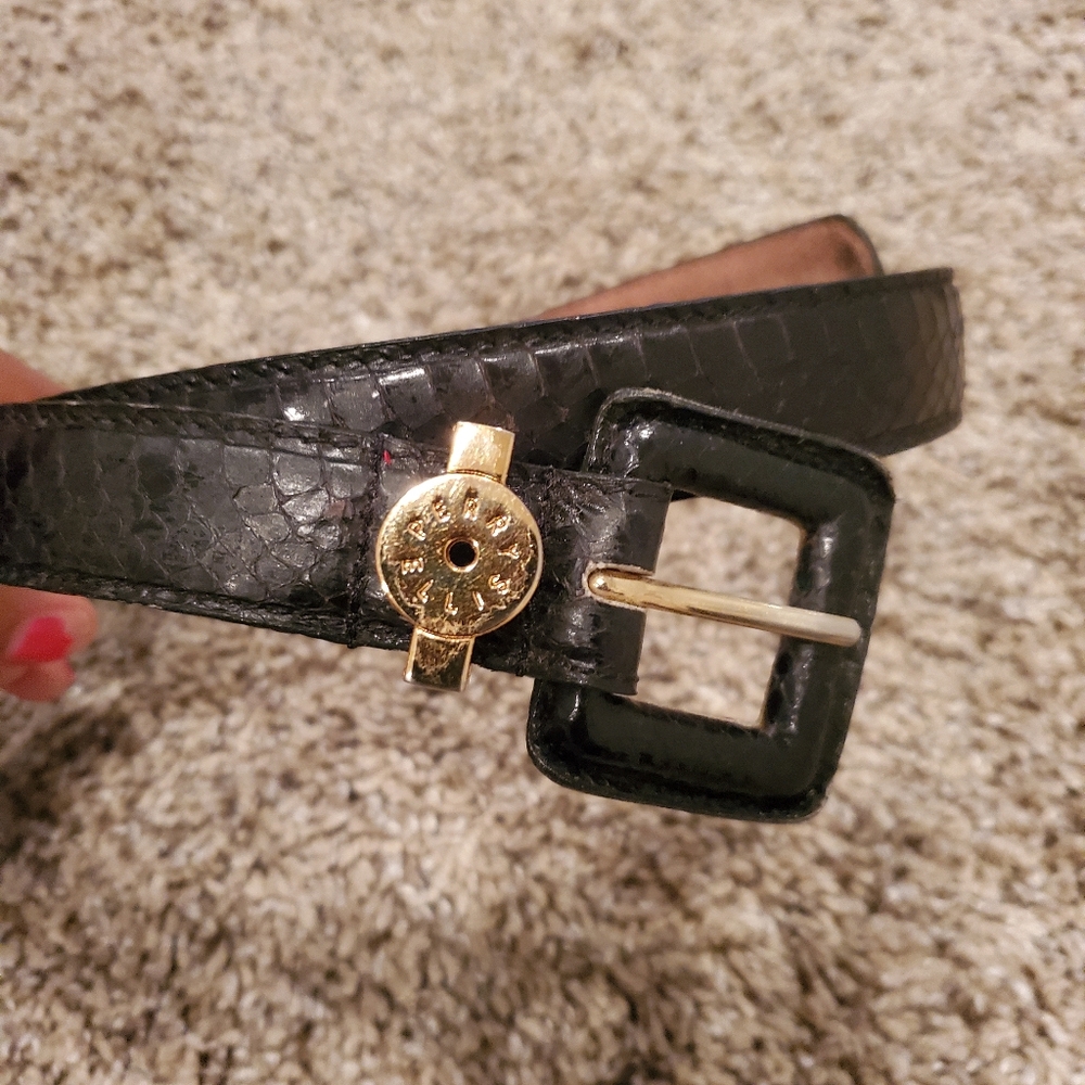 Vintage Perry Ellis Black Snakeskin Belt, Size Medium